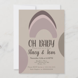 Invitación Fiesta de Bebé Bohemio Formas Orgánicas Arcoíris