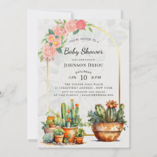 Invitación Fiesta de Bebé Boho Cactus
