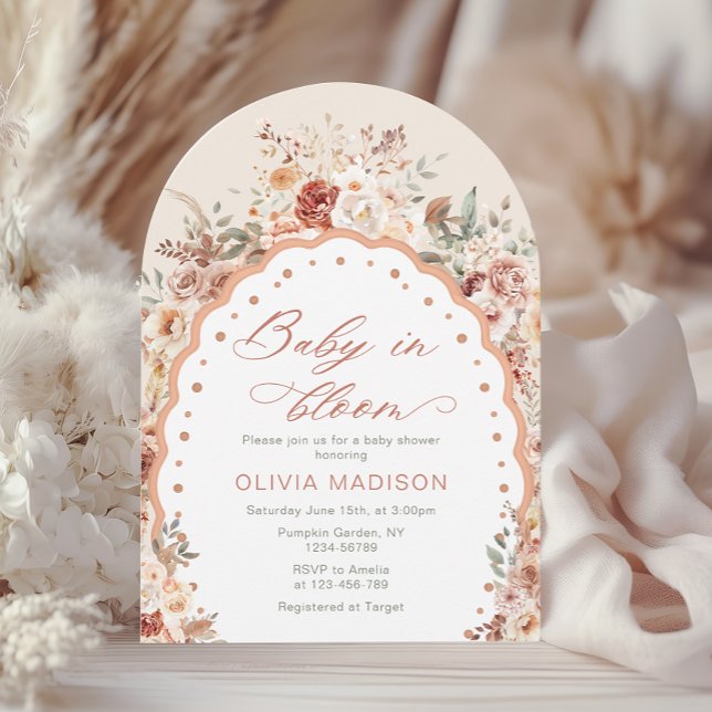 Invitación Fiesta de bebé boho floral neutral Baby in Bloom (Subido por el creador)