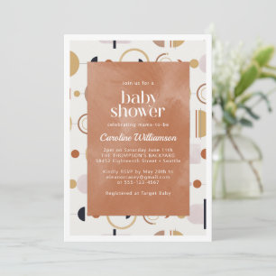 Invitación Fiesta de Bebé Boho Formas Celestiales Terracota