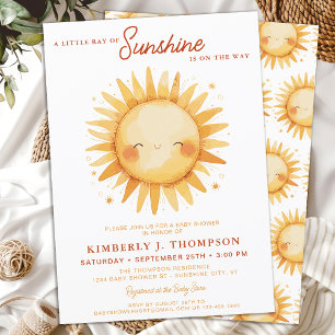 Invitación Fiesta de Bebé Boho Neutral Cute Sol Gender Neutra