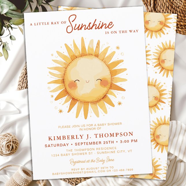 Invitación Fiesta de Bebé Boho Neutral Cute Sol Gender Neutra (Subido por el creador)