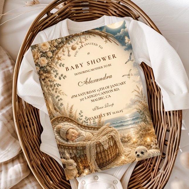Invitación Fiesta de Bebé Boho Playa Encantada (Subido por el creador)