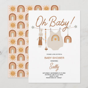 Invitación Fiesta de Bebé Boho Sin Género