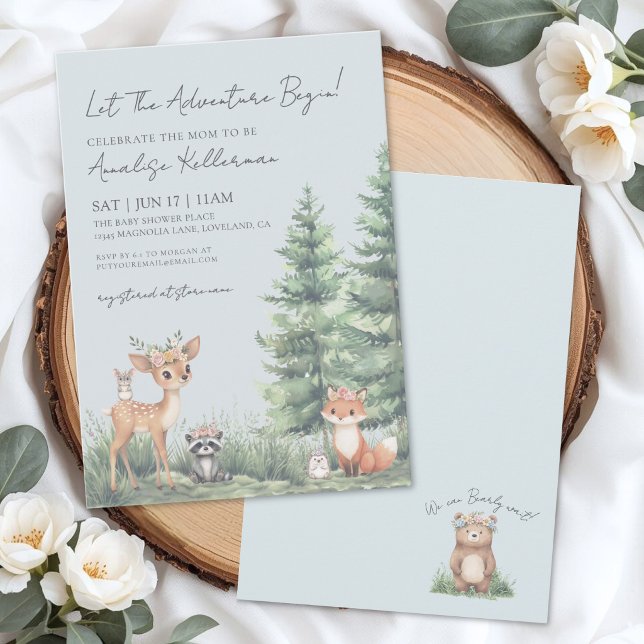 Invitación Fiesta de Bebé Bosque Animal Boho (Forest Animal Boho Woodland Baby Shower Invitation)