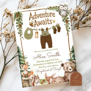 Invitación Fiesta de Bebé Bosque Aventura Aguarda