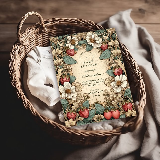 Invitación Fiesta de Bebé Bosque de Fresas Caprichoso (Subido por el creador)