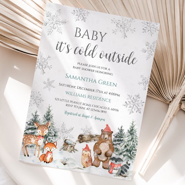 Invitación Fiesta de Bebé Bosque Invernal Plateado (Subido por el creador)