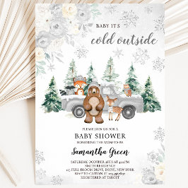 Invitación Fiesta de Bebé Bosque Invernal Plateado