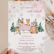 Fiesta de Bebé Bosque Invernal Rosa