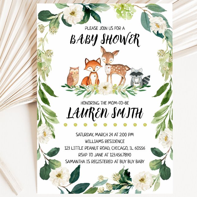 Invitación Fiesta de Bebé Bosque Neutro en Género (Subido por el creador)