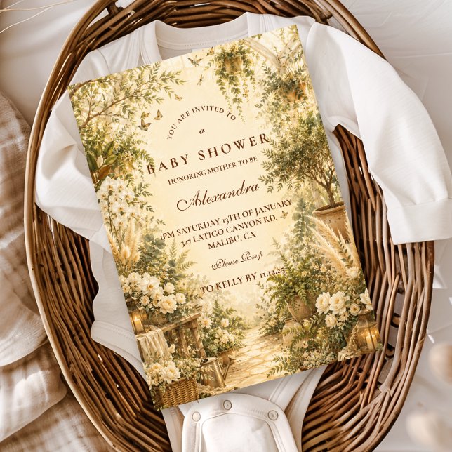 Invitación Fiesta de Bebé Botánico Boho Atemporal (Subido por el creador)