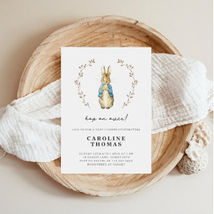 Invitación Fiesta de Bebé Botánico Conejo Vintage