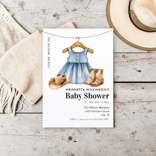 Invitación Fiesta de Bebé Botas de Vaquero Vestido de Mezclil