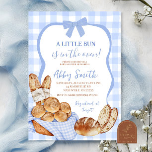 Invitación Fiesta de bebé Bun en el horno de cuadros gingham 