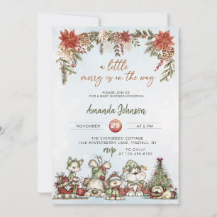 Invitación Fiesta de Bebé Cachorro Alegre de Invierno
