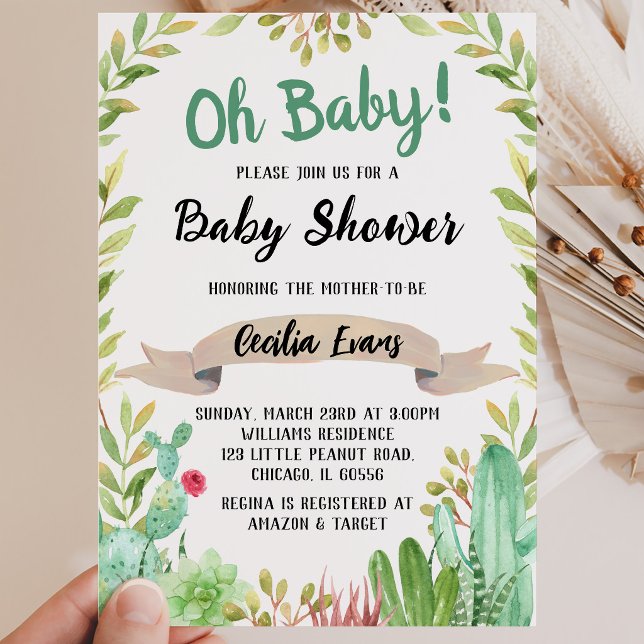 Invitación Fiesta de Bebé Cactus (Subido por el creador)