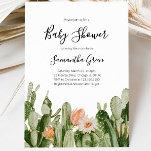 Invitación Fiesta de Bebé Cactus