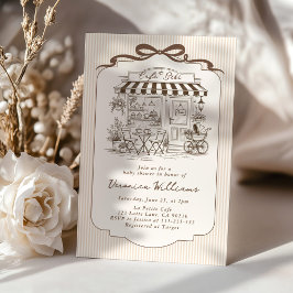 Invitación Fiesta de Bebé Café Bebe Elegante Marrón Neutro en
