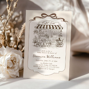 Invitación Fiesta de Bebé Café Bebe Elegante Marrón Neutro en
