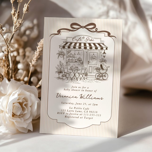 Invitación Fiesta de Bebé Café Bebe Elegante Marrón Neutro en (Subido por el creador)