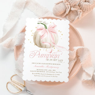 Invitación Fiesta de Bebé Calabacita con Lazo Rosa
