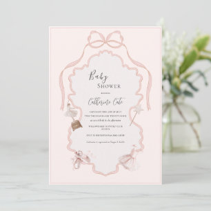 Invitación Fiesta de Bebé Caprichosa Bailarina Rosa
