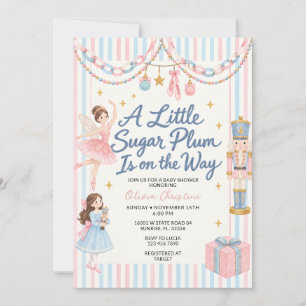 Invitación Fiesta de Bebé Cascanueces Rosa Azul Sugar Plum