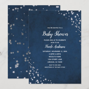 Invitación Fiesta de Bebé Celestial Estrellas Brillantes Plat