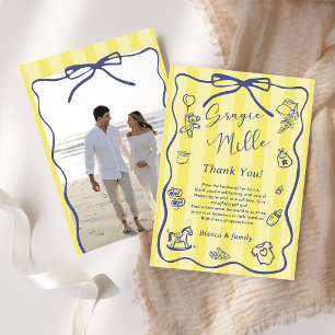 Invitación Fiesta de Bebé Ciao con Rayas Amarillas Temática I