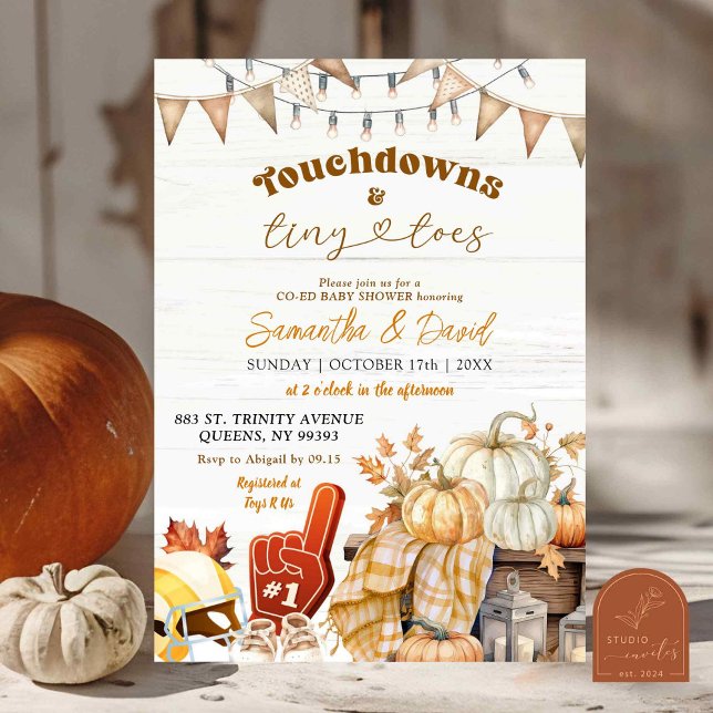 Invitación Fiesta de Bebé Co-Ed de Touchdown de Fútbol y Dedo (Subido por el creador)
