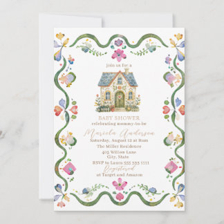Invitación Fiesta de Bebé con Acuarela Elegante y Fantasía Ar