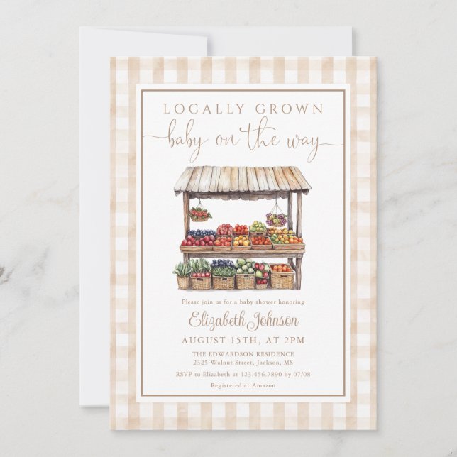 Invitación Fiesta de Bebé con Código QR de Género Neutral de  (Anverso)