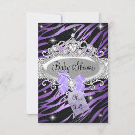 Invitación Fiesta de Bebé con Estampado de Cebra Morada y Tia
