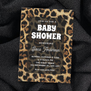 Invitación Fiesta de bebé con estampado de leopardo