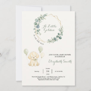Invitación Fiesta de Bebé con Eucalipto Verde Salvia y Golden