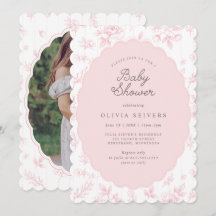 Fiesta de Bebé con Flores Rosadas Vintage y Elegan