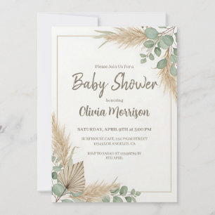 Invitación Fiesta de Bebé con Hierba de Pampas Boho