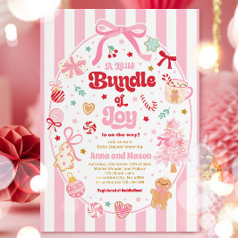 Invitación Fiesta de Bebé con Lazo Coquette de Navidad Paquet