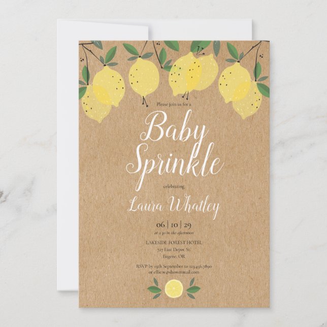 Invitación Fiesta de Bebé con Limones Rústicos Boho (Anverso)