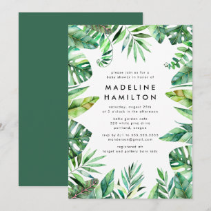 Invitación Fiesta de Bebé con Marco de Selva Tropical sin Gén