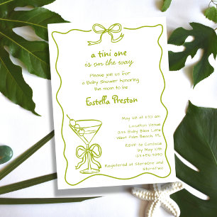 Invitación Fiesta de Bebé con Martini Sucio Verde Divertida y