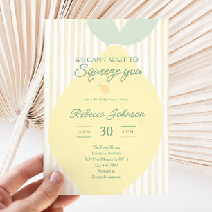Invitación Fiesta de Bebé con Rayas Amarillas y Limón sin Gén