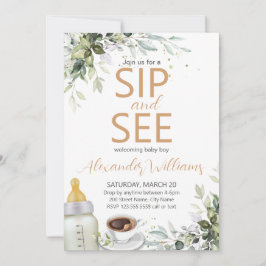 Invitación Fiesta de bebé con tema de café Sip and See
