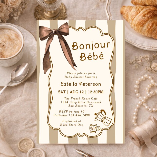 Invitación Fiesta de Bebé con Tema de Cafetería Francesa Bonj (Subido por el creador)