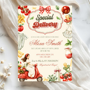 Invitación Fiesta de Bebé con Tema de Entrega Especial Italia