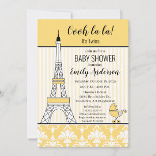 Invitación Fiesta de Bebé con Tema de la Torre Eiffel de Parí
