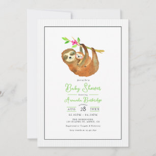 Invitación Fiesta de Bebé con Tema de Perezoso Adorable