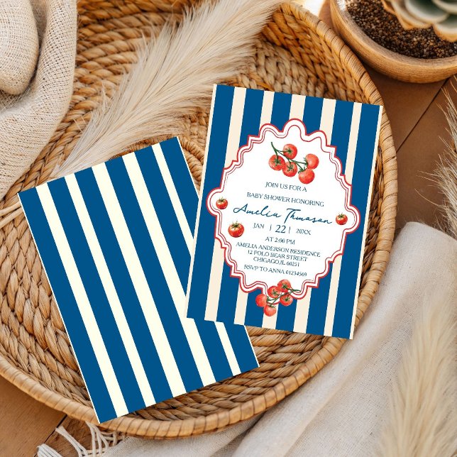 Invitación Fiesta de Bebé con Tema de Tomate Italiano (Subido por el creador)
