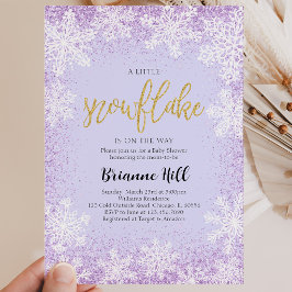 Invitación Fiesta de Bebé Copo de Nieve Morado